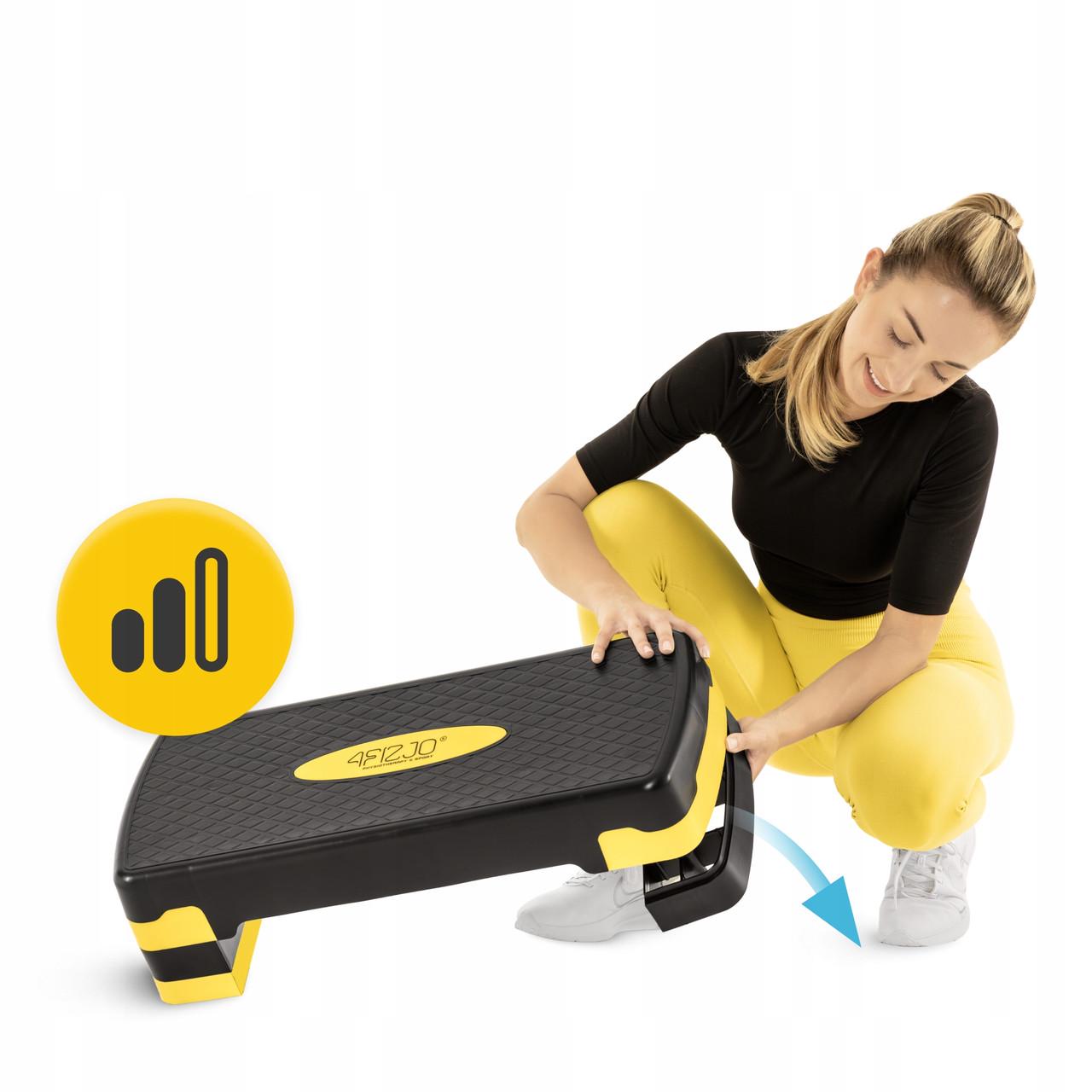 Степ-платформа 3-ступенчатая 4fizjo 69х28х10-15-20 см Black/Yellow (P-5907739311436) - фото 2