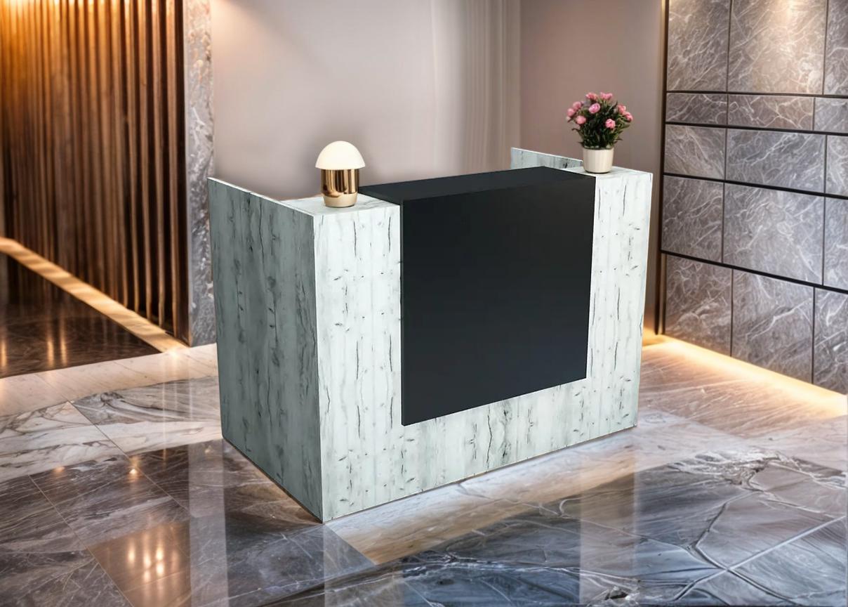 Стойка администратора Tobi Sho Ресепшн/2 для офиса/салона с подсветкой/1400х800х1000 мм Дуб крафт белый/Черный - фото 2 Стойка администратора Tobi Sho Ресепшн/2 для офиса/салона с подсветкой/1400х800х1000 мм Дуб крафт белый/Черный - фото 2