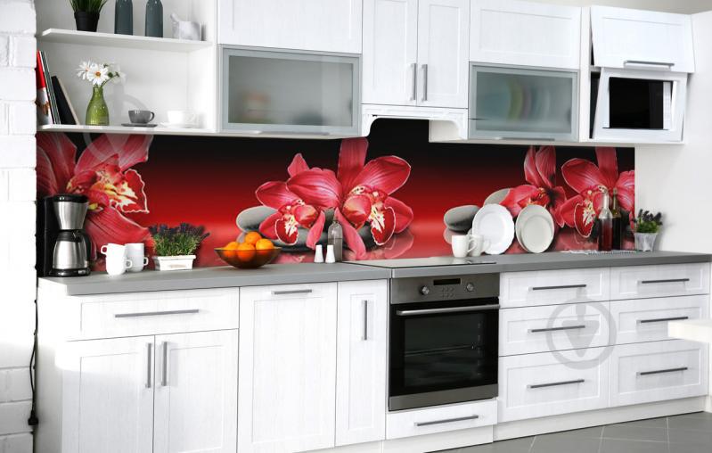 Скинали на кухню Zatarga «Галька и пламя» 600х2500 мм виниловая 3Д наклейка кухонный фартук самоклеящаяся