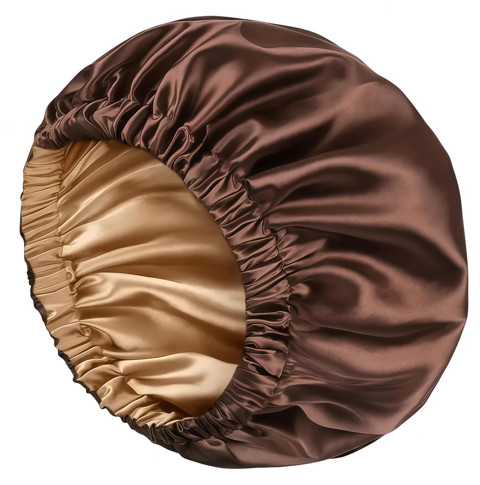 Шапочка гіпоалергенна двостороння нічна сатинова Коричневий (2427565)