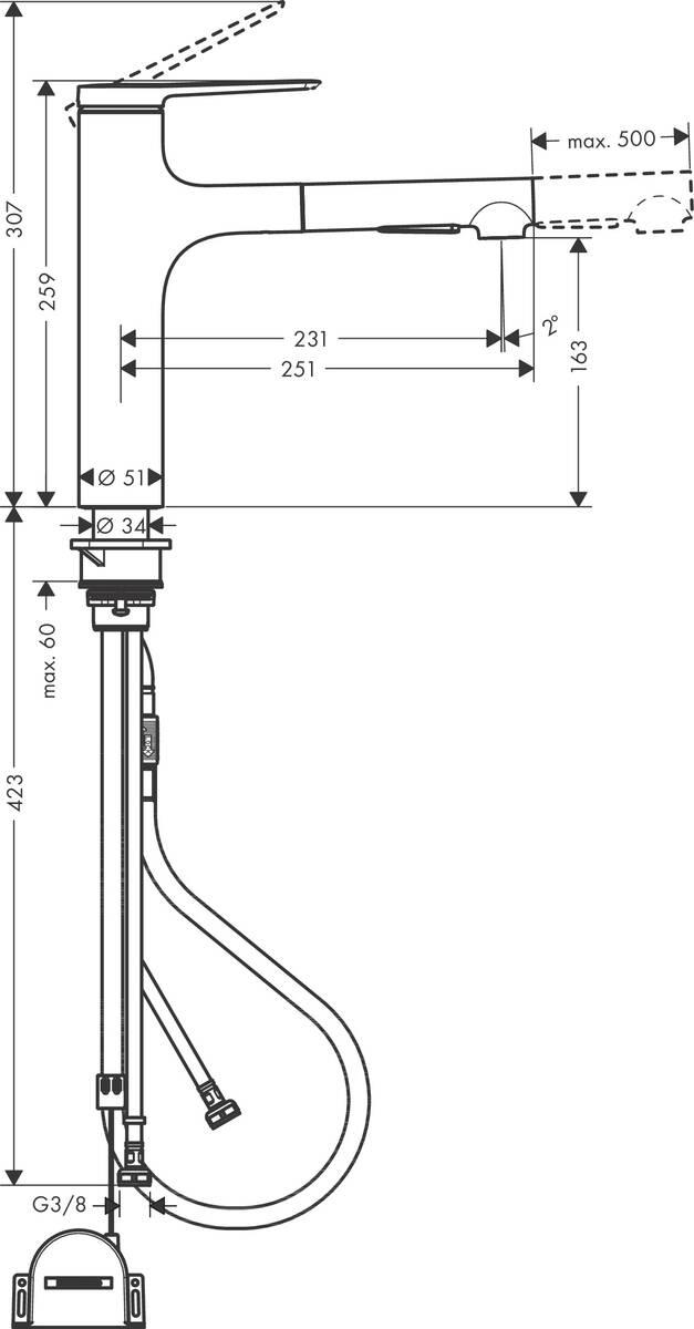 Смеситель для кухни Hansgrohe Zesis M33 160 2jet (74804000) - фото 3