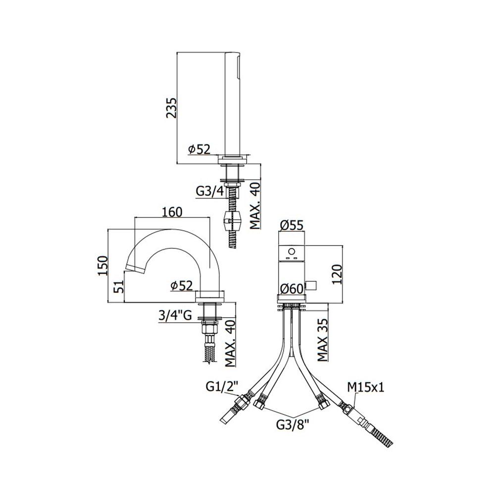 Змішувач на борт ванни Paffoni Light LIG047NOMAX FLOW на три отвори Чорний (142514) - фото 2 Змішувач на борт ванни Paffoni Light LIG047NOMAX FLOW на три отвори Чорний (142514) - фото 2
