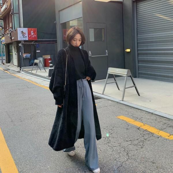 Кардиган женский длинный KA00574-1 из кашемировой пряжи Oversize Черный (KA00574-1) - фото 2 Кардиган женский длинный KA00574-1 из кашемировой пряжи Oversize Черный (KA00574-1) - фото 2