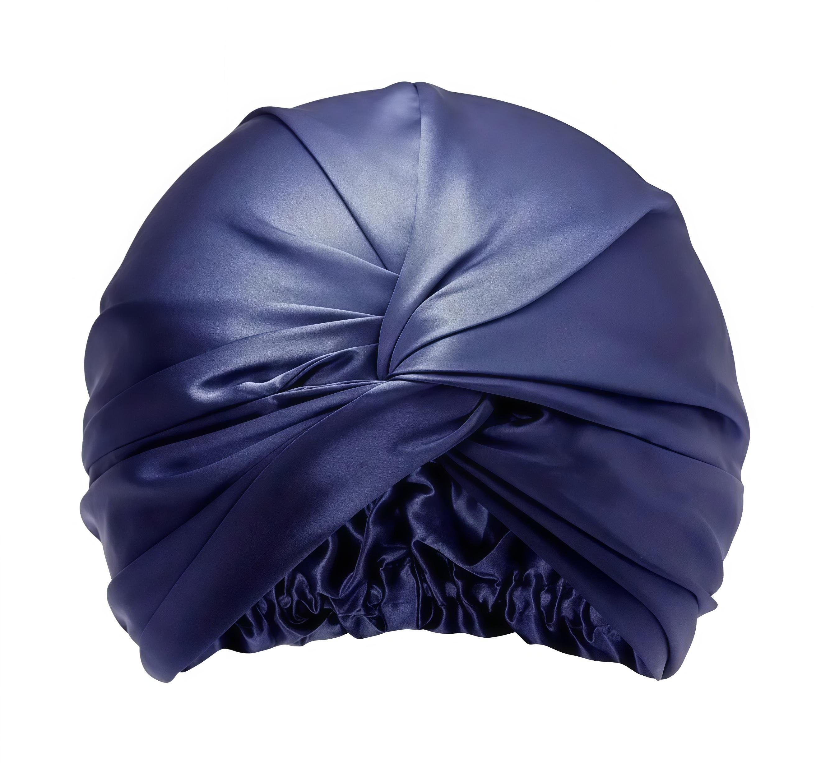 Бонет для волос двухслойный шелковый Синий