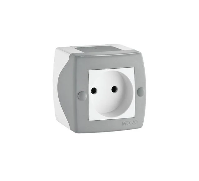 Розетка одинарная без заземления Mono Electric OCTANS IP20 Серый (12139)