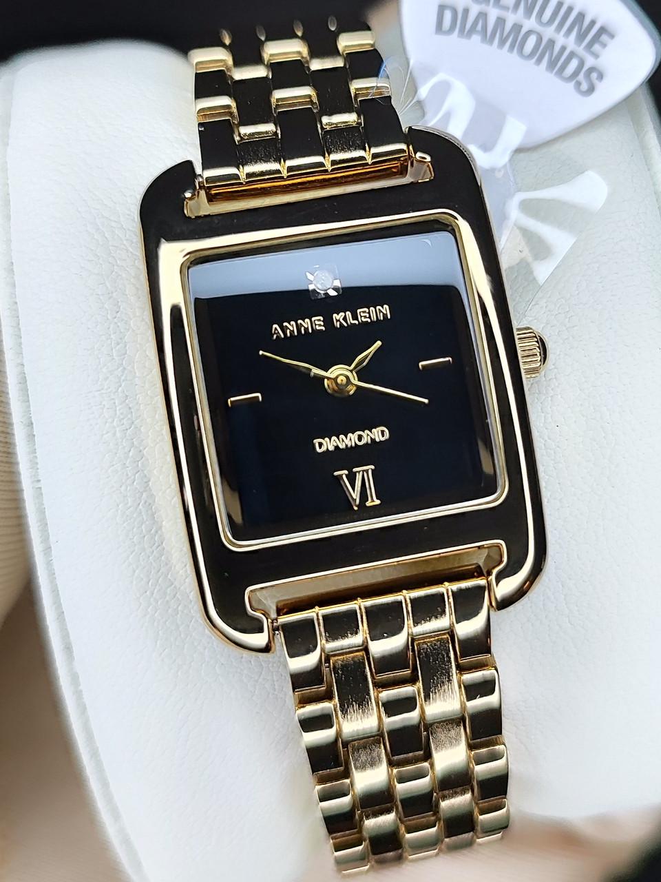 Наручные часы женские Anne Klein AK/5060BKGB с черным циферблатом и золотистым стальным браслетом