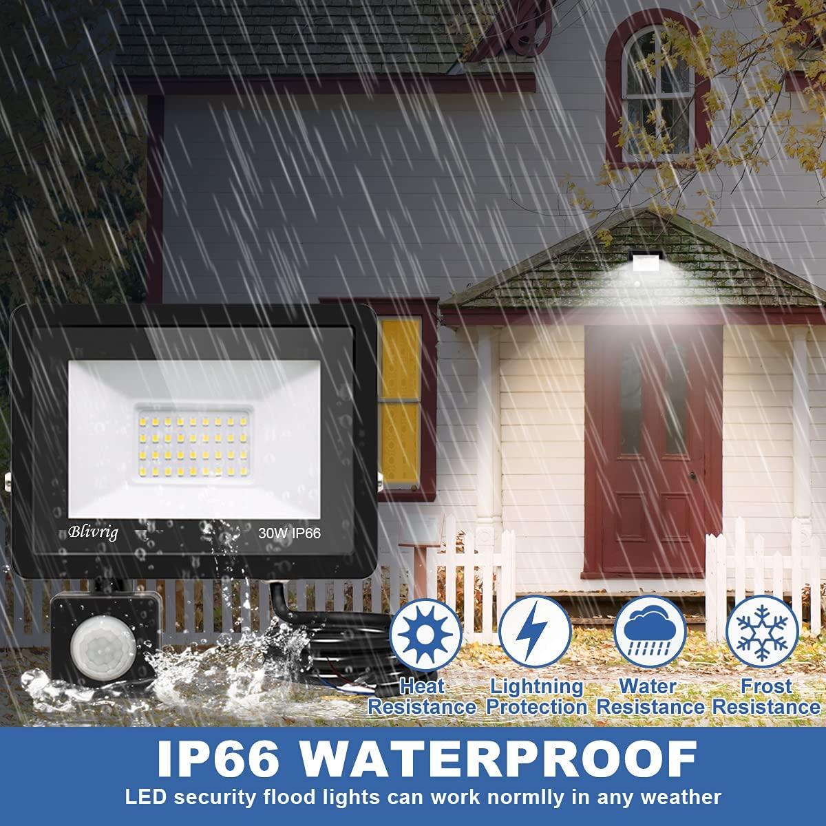 Прожектор светодиодный Blivrig с датчиком движения 30 W IP66 - фото 6