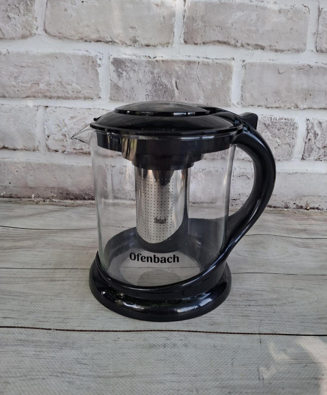 Заварочный чайник Ofenbach NB100615L из стекла и пластика со съемным ситечком 1,5 л Черный (NB100615L)
