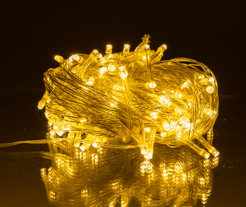 Гірлянда нитка 120 LED 10 м прозорий провід Жовтий - фото 4