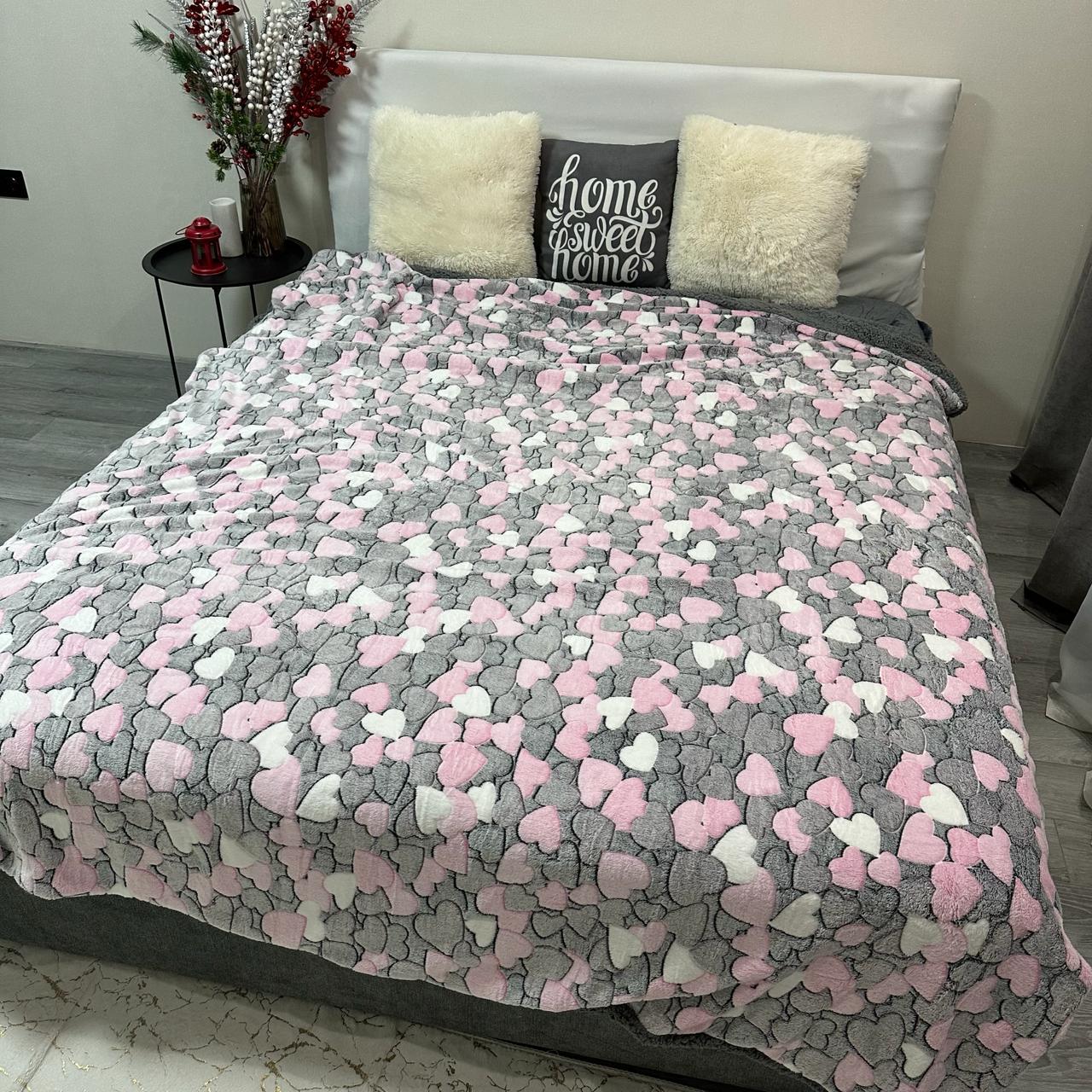 Плед-покрывало двустороннее с рисунком 150х210 см Серо-розовый (PL-1.5-5) - фото 8