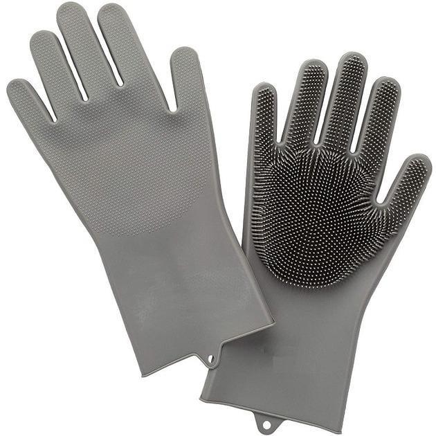 Перчатки силиконовые Better Glove универсальные для мытья посуды и уборки дома Серый (131104А)