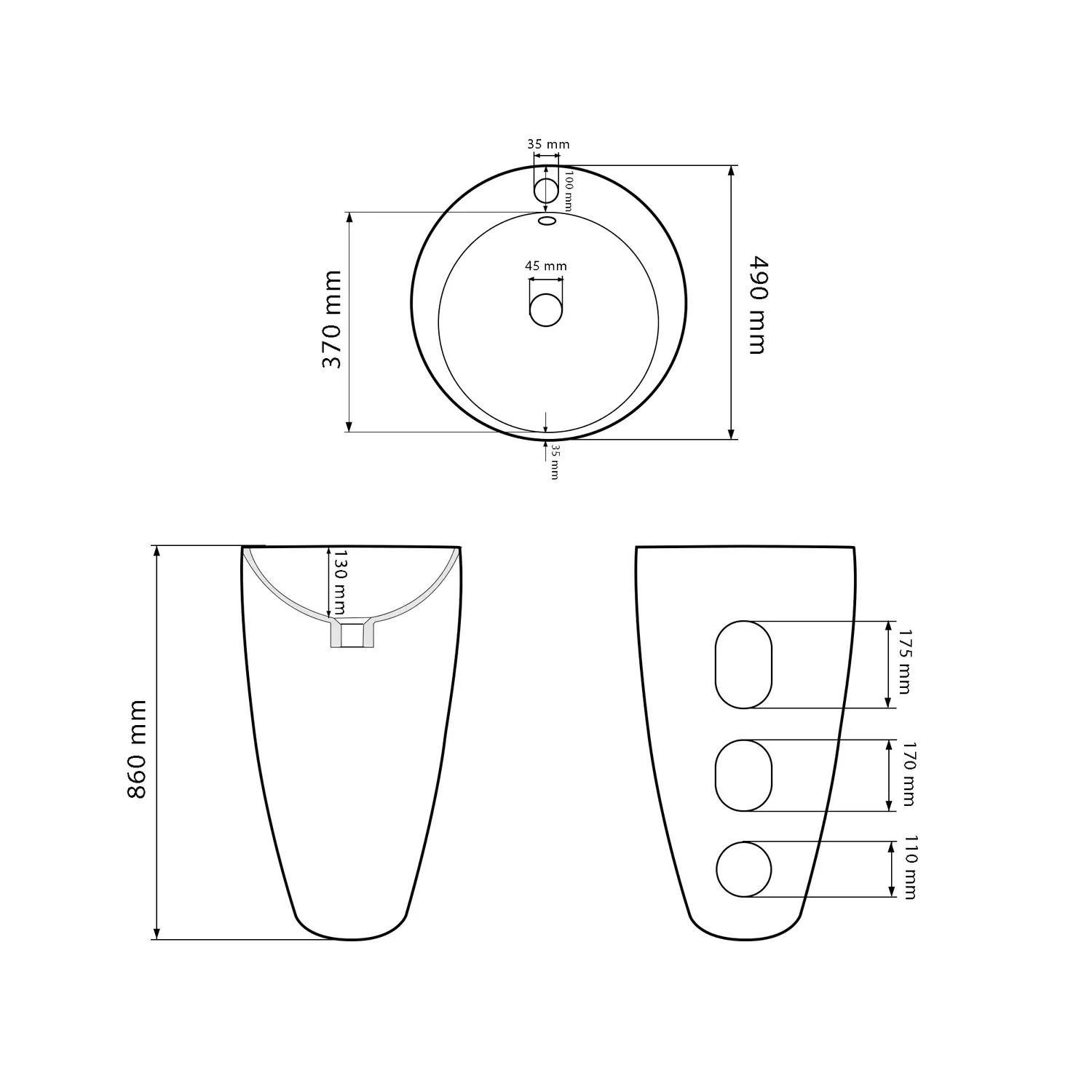 Умивальник підлоговий VBI Agropoli круглий 490x490 мм Чорний матовий (VBI-019005) - фото 6