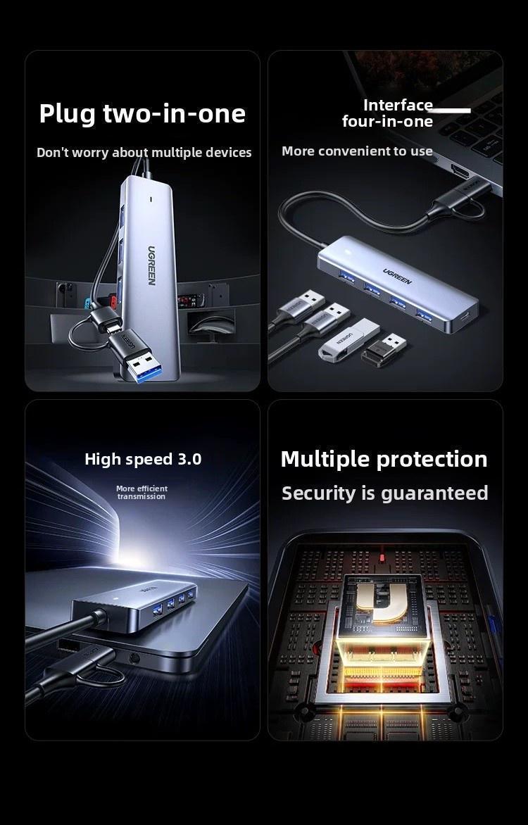 Хаб USB-C Ugreen 15 см 4 порти Сірий (65757) - фото 9 Хаб USB-C Ugreen 15 см 4 порти Сірий (65757) - фото 9