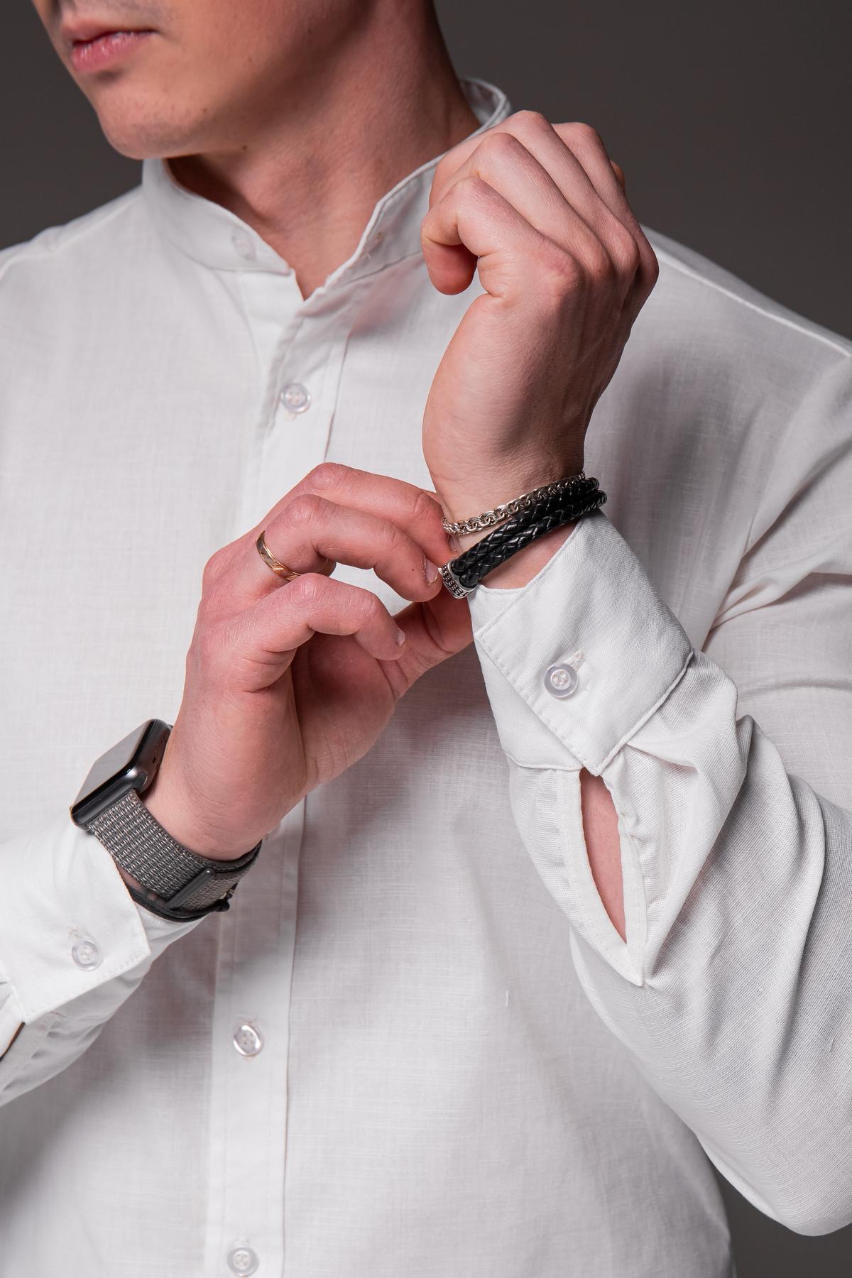 Рубашка мужская льняная с длинным рукавом M Белый (24771/2/2) - фото 7 Рубашка мужская льняная с длинным рукавом M Белый (24771/2/2) - фото 7