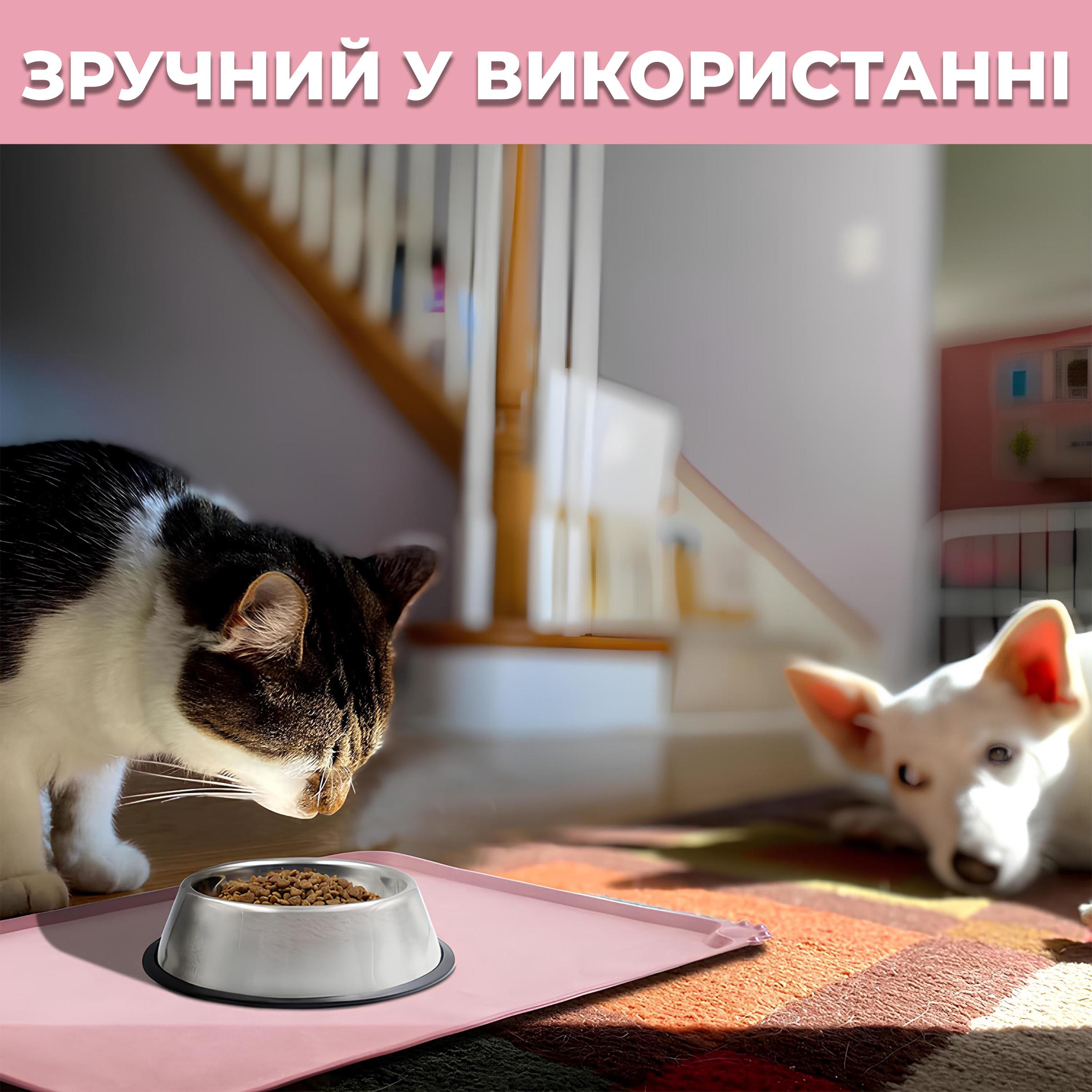 Коврик-подставка водонепроницаемый под миску Kayfovo DK-PN3 нескользящий силиконовый с приподнятыми краями Розовый (29170) - фото 5