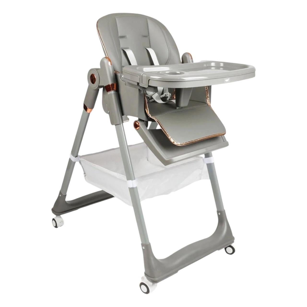 Стульчик детский для кормления Toti 23069 на колесах из комбинированных материалов со съемным столиком 58х82х110 см Серый (150-7-190758)