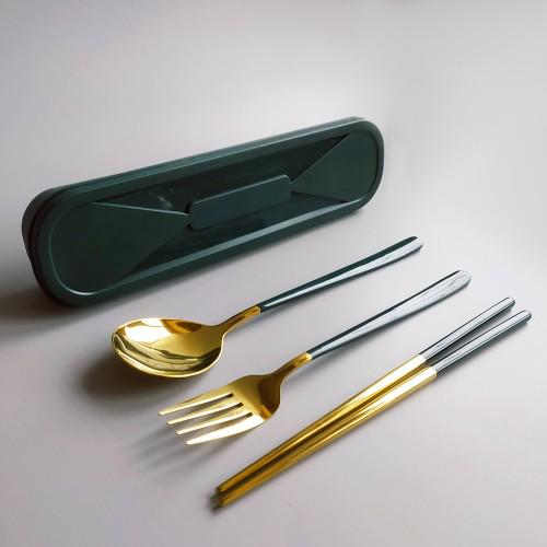 Комплект приборів для їжі у захисному кейсі Малахітовий (5674)