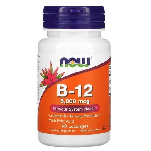 Кобаламин NOW B-12 5,000 mcg 60 Lozenges (NOW-00462)
