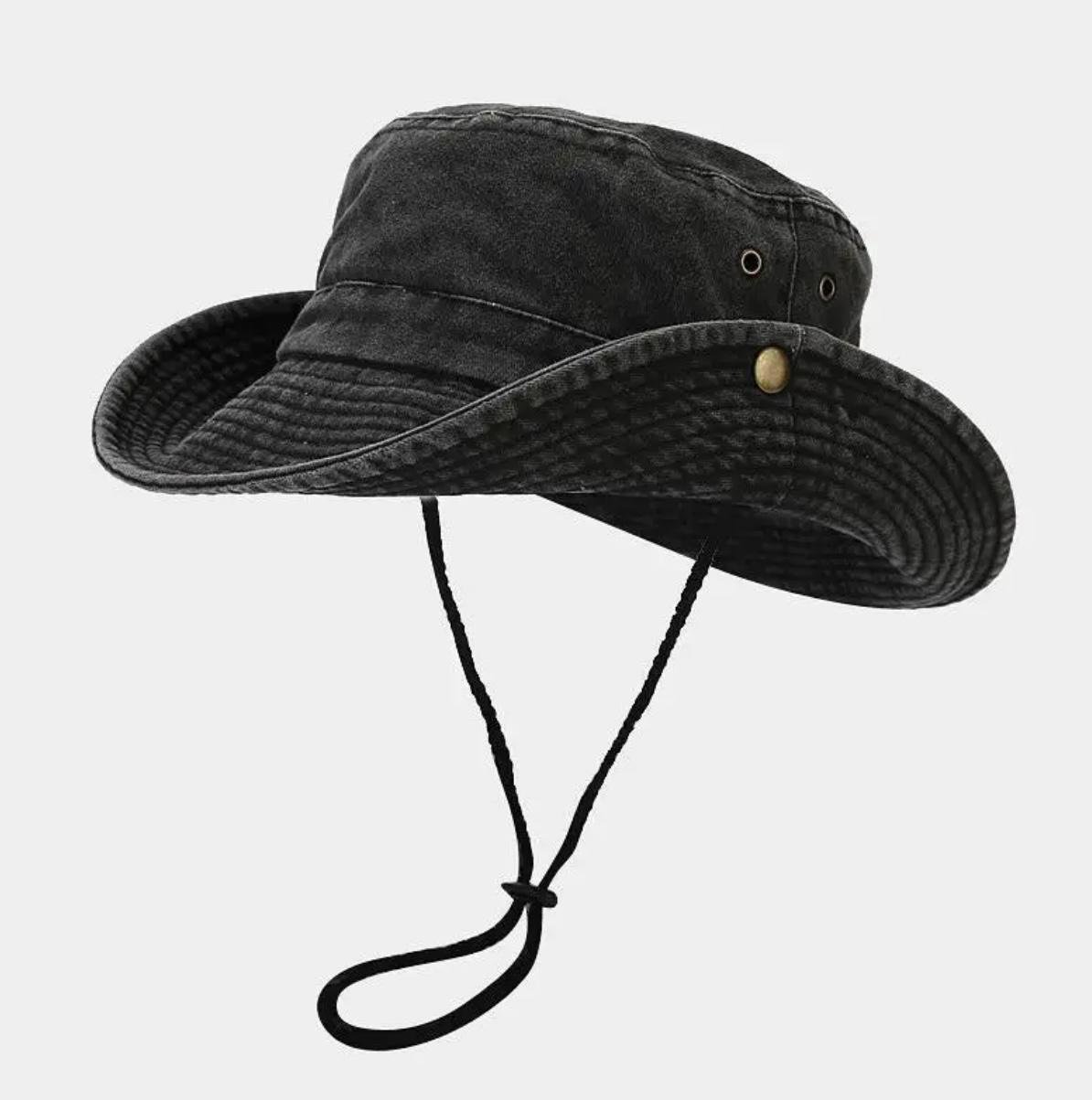 Панама унисекс с широкими полями вываренная Темно-серый (01283)