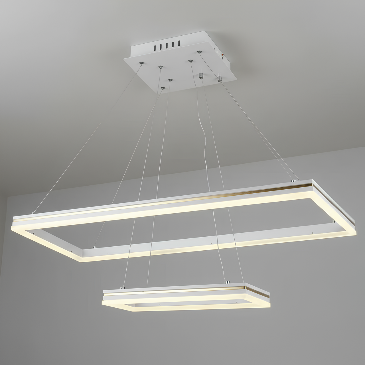 Люстра светодиодная Sirius 72W с двумя плафонами на разном уровне 3000-6500K Белый (B YH549/2)