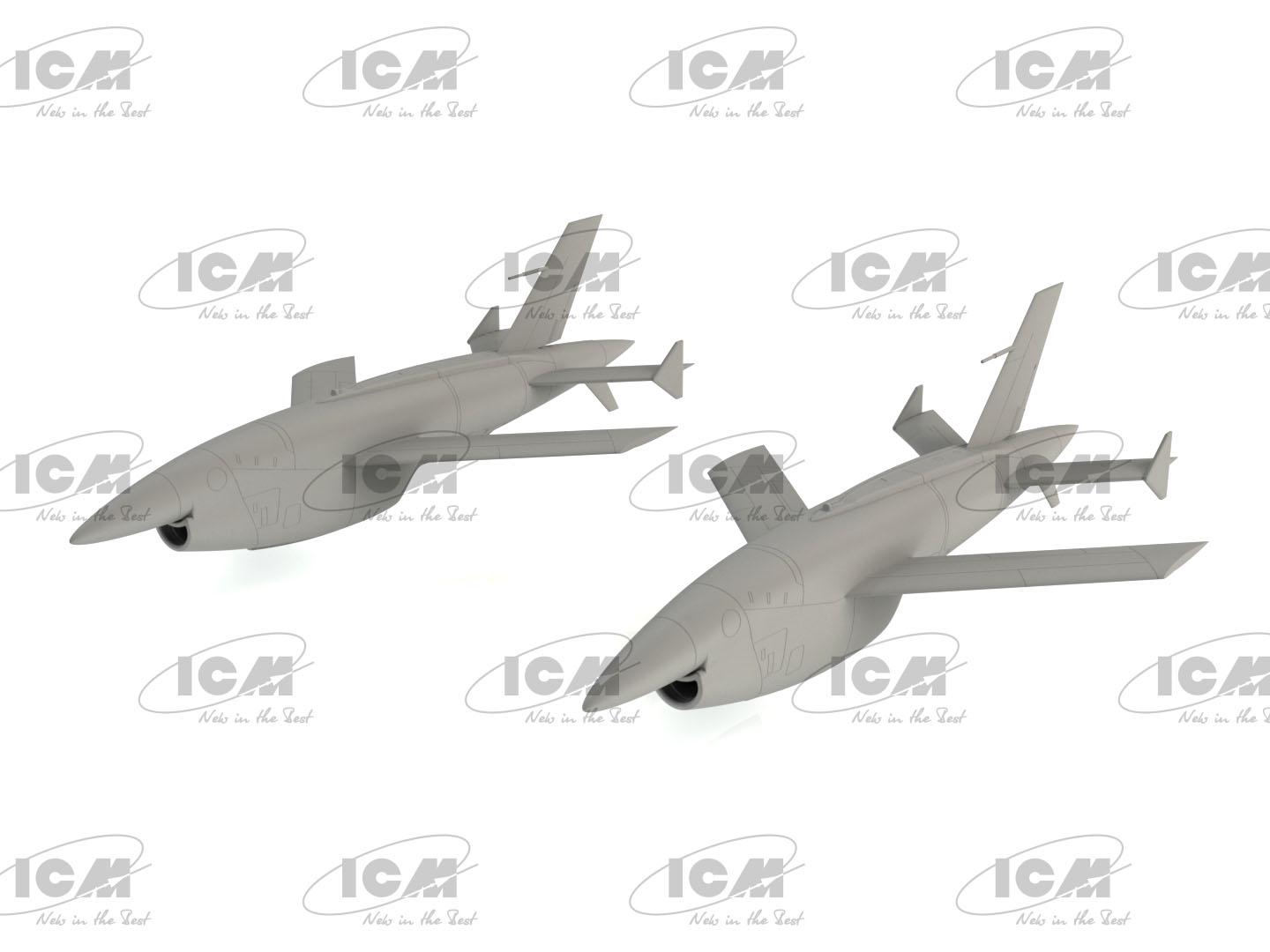 Сборная модель ICM Q-2C BQM-34A Firebee американский беспилотный самолет 2 самолета и пилоны (48403) - фото 5