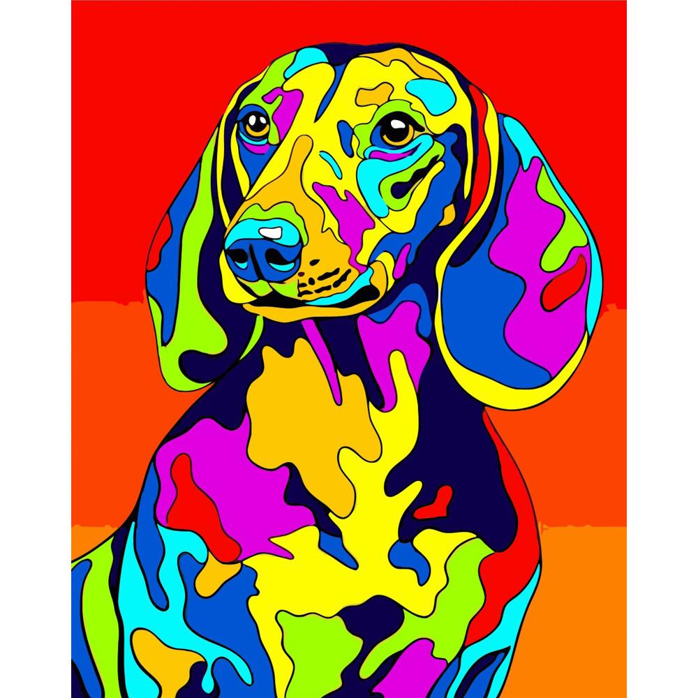 Картина по номерам Strateg Поп-арт такса без подрамника 40x50 см (BR001)