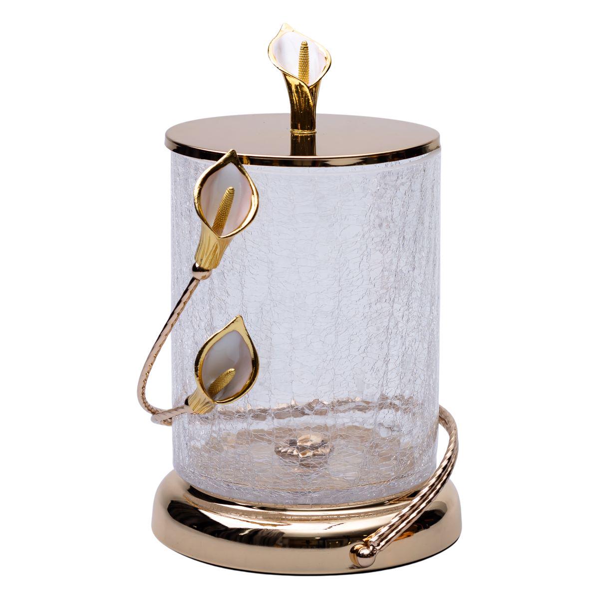 Цукерниця скляна з кришкою 14х23 см з квітковим металевим декором цукерниця - фото 4