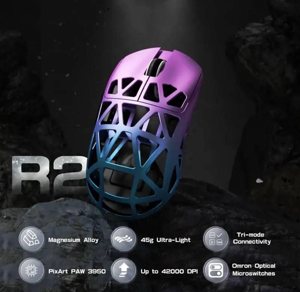 Мышка компьютерная Attack Shark R2 Magnesium 8K Purple/Blue - фото 4 Мышка компьютерная Attack Shark R2 Magnesium 8K Purple/Blue - фото 4