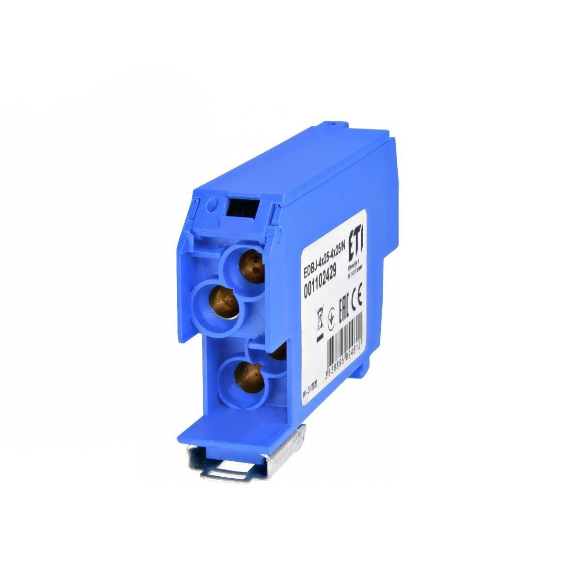Блок розподільний ETI EDBJ-4x25-4x25/N 100A вхід 4x25 мм2 вихід 4x25 мм2 на DIN-рейку (1102429)