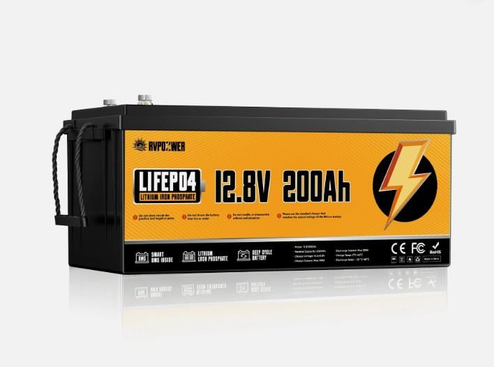 Аккумулятор RVPOZWER 12 В 200 Ач LiFePO4 с BMS 200А 2560 Вт/ч для инвертора/солнечной системы/ИБП