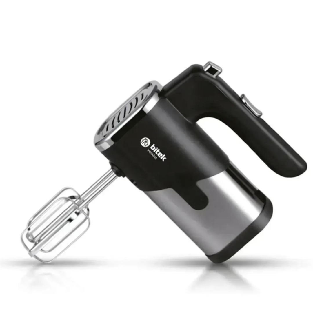 Міксер кухонний ручний Bitek для кухні з насадкою для замішування тіста 1200 Вт Сірий