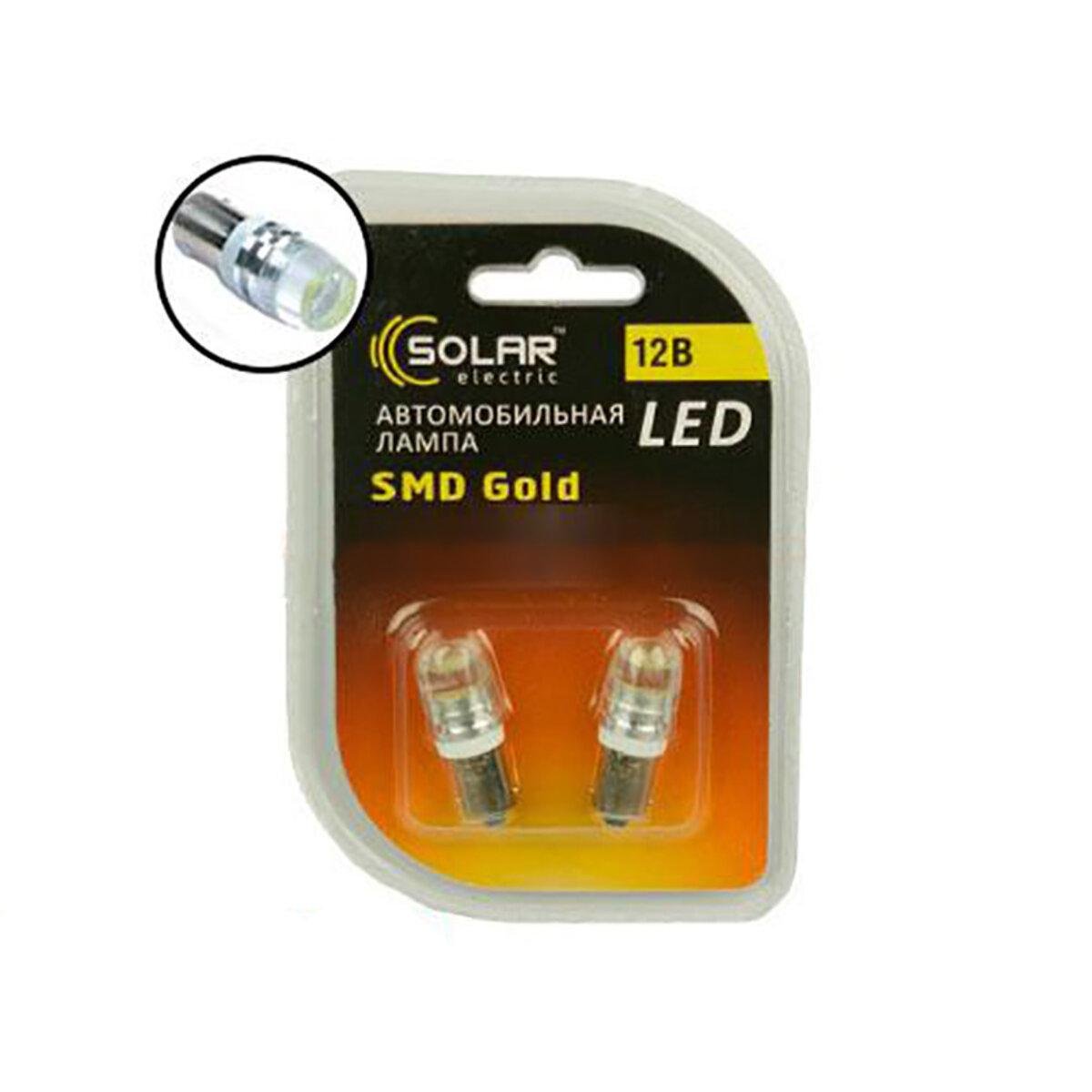 Автолампа LED Solar 12V T8,5 BA9S SMD 1W+Lens 2 шт. White (3966)