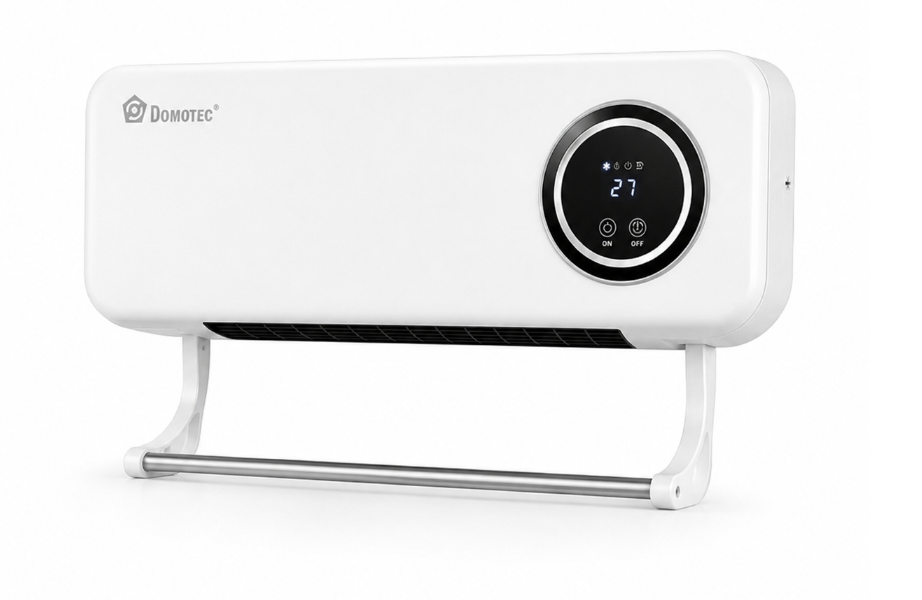 Тепловентилятор настенный Domotec MS-5963 2000 Вт с дистанционным управлением/таймером и сушилкой Белый