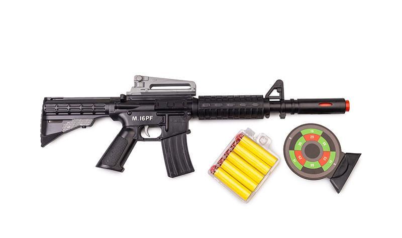 Дитячий іграшковий автомат Golden Gun M16 PF 910GG з м'якими кулями Чорний (RLT18593s22126)