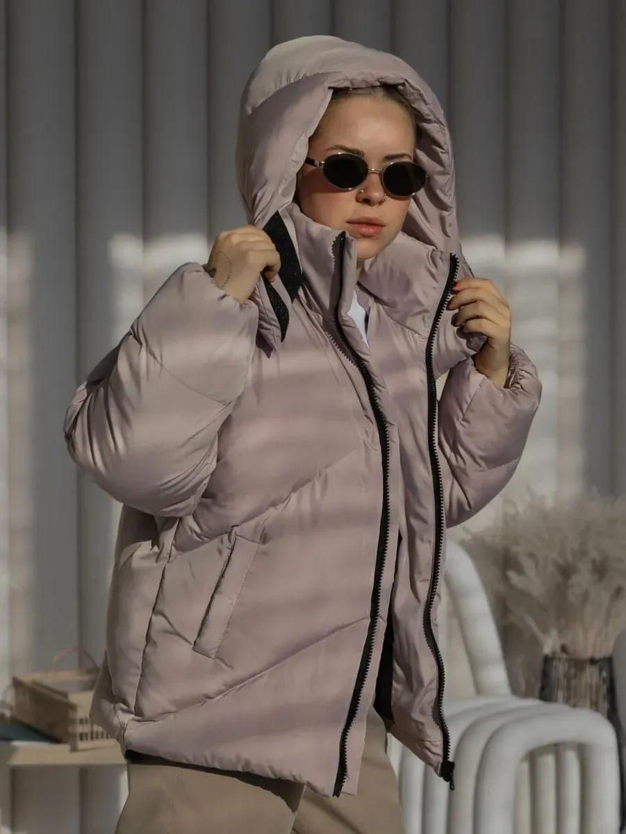 Пуховик жіночий Quadro зимовий до -15°С з капюшоном оверсайз L/XL Світло-сірий (26531/4/2) - фото 2