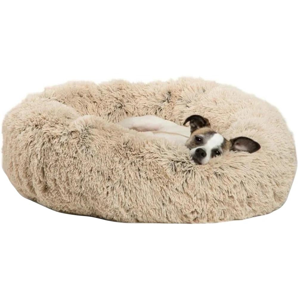 Лежак мягкий BEST FRIENDS Donut Shag Taupe для собак 91х91 см Бежевый (bf4601)