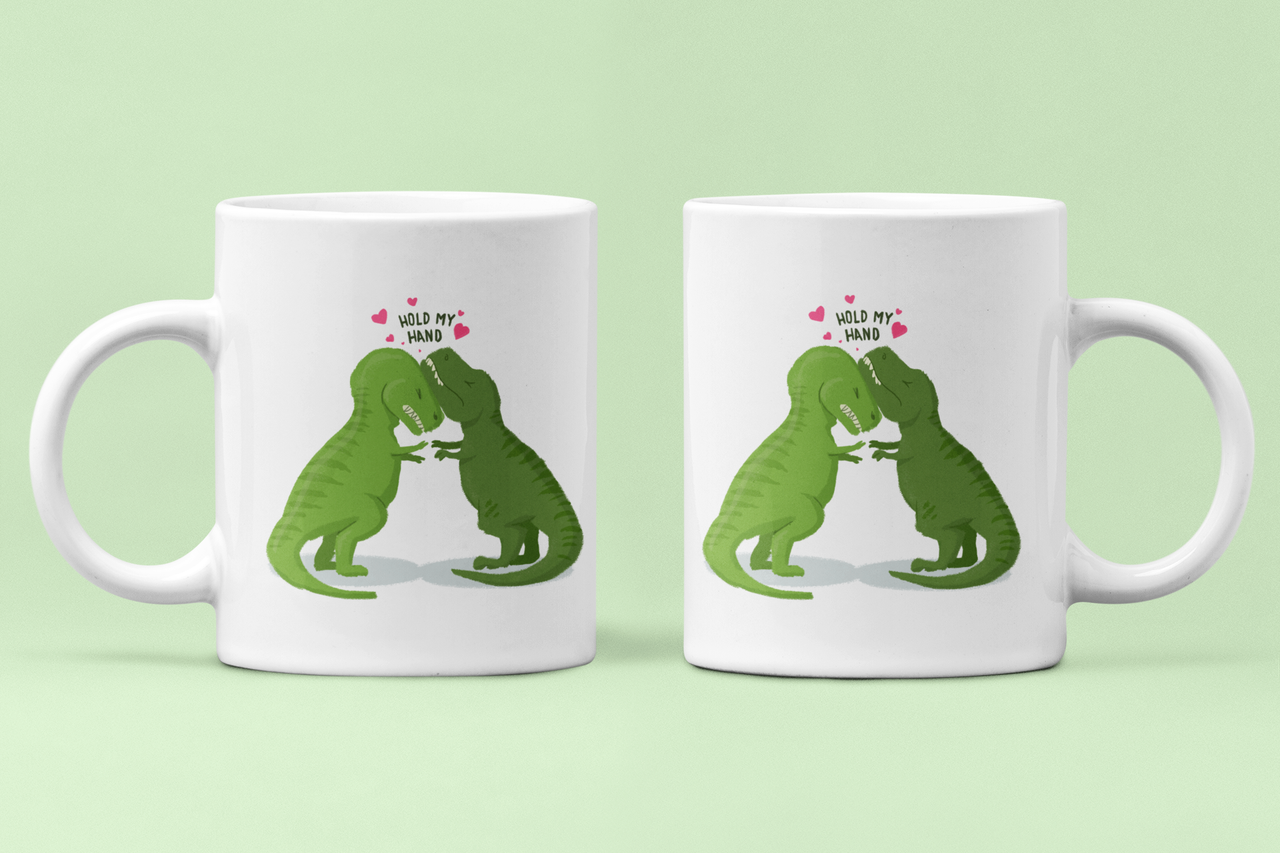 Чашки парные "Hold my hand" дракончики для влюбленных 330 мл Белый (ВЛ201Ч)