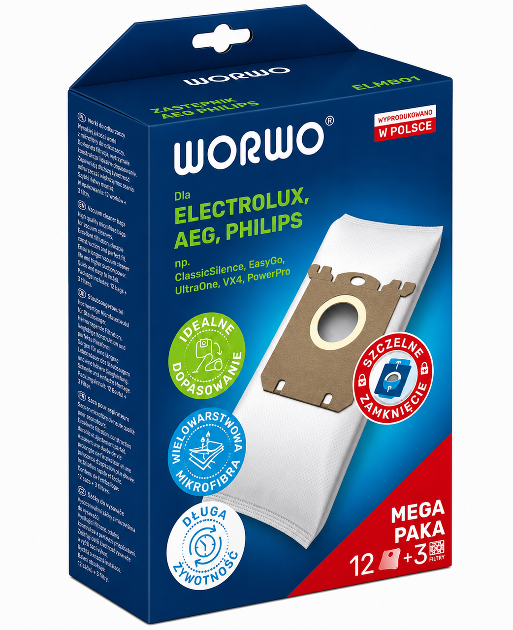 Мешки S-BAG для пылесоса Philips Electrolux Worwo ELMB01X12K 12 шт. и 3 фильтра Мешки S-BAG для пылесоса Philips Electrolux Worwo ELMB01X12K 12 шт. и 3 фильтра