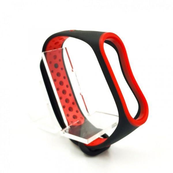 Силіконовий ремінець браслет Nike Sport для Mi Band 3/4 black-red - фото 1