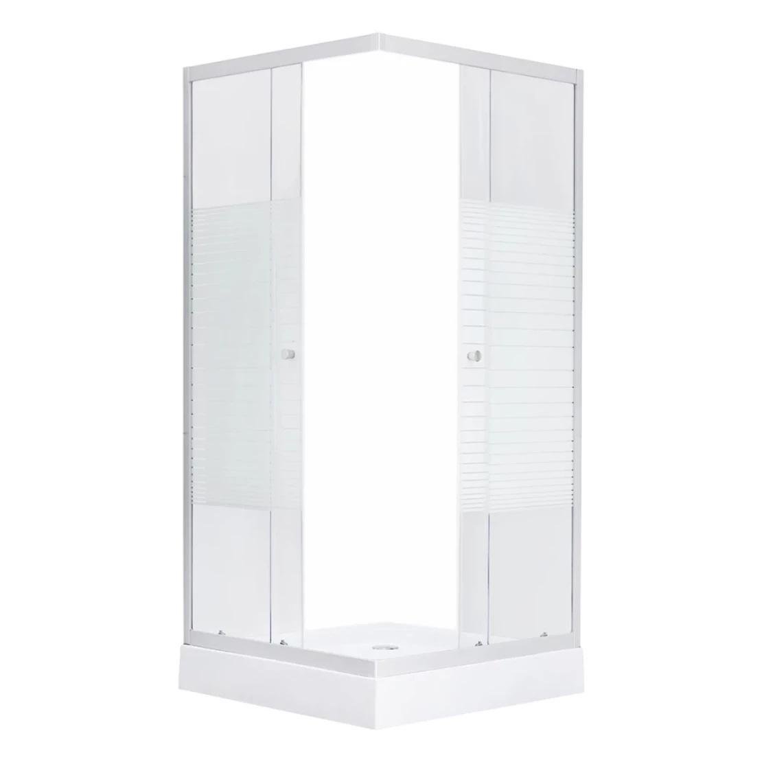 Душевой бокс Kroner KRP Eifel QCFL 204,5×880-890 квадратный со стеклом 4 мм с поддоном 90х90 см Белый (CV029569)