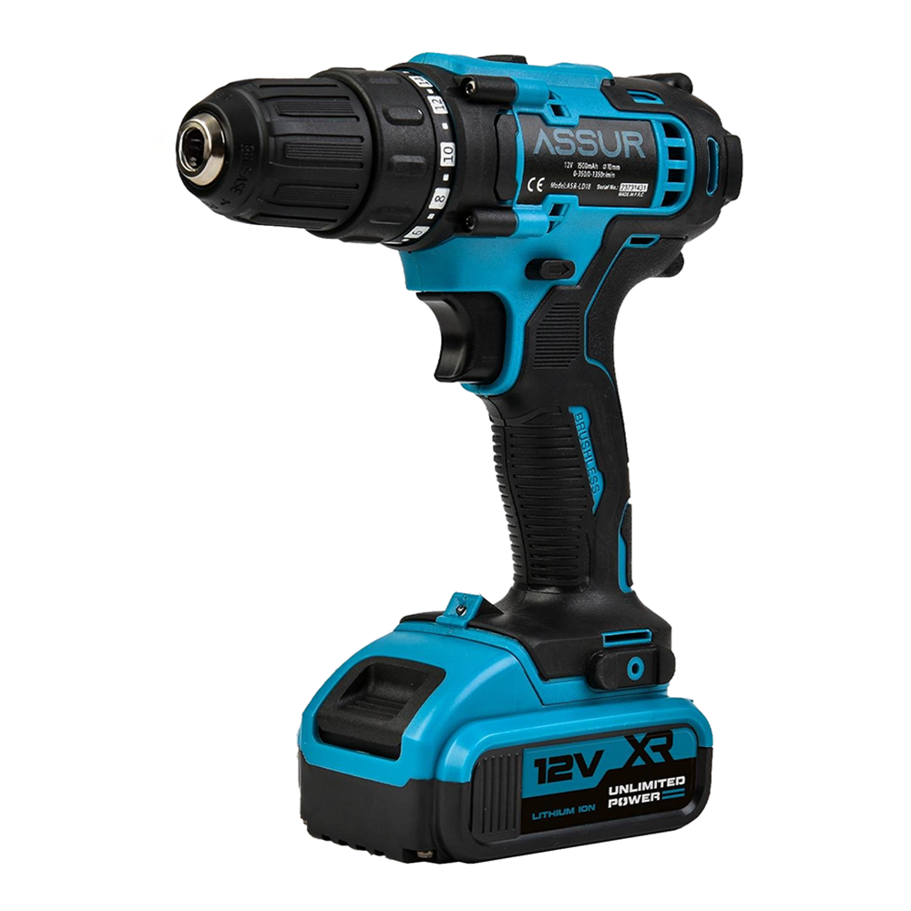 Шуруповерт аккумуляторный 12V с патроном 10 мм в кейсе 32 предмета (ASR069/068)