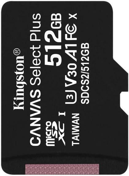 Карта памяти Kingston microSDXC 512 GB C10 UHS-I R100 MB/s (ERC-SDCS2/512GBSP)