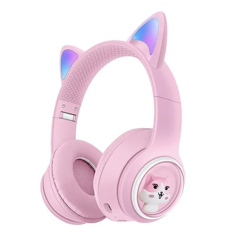 Навушники дитячі AZK 01 Bluetooth RGB з мікрофоном Рожевий (26389435)