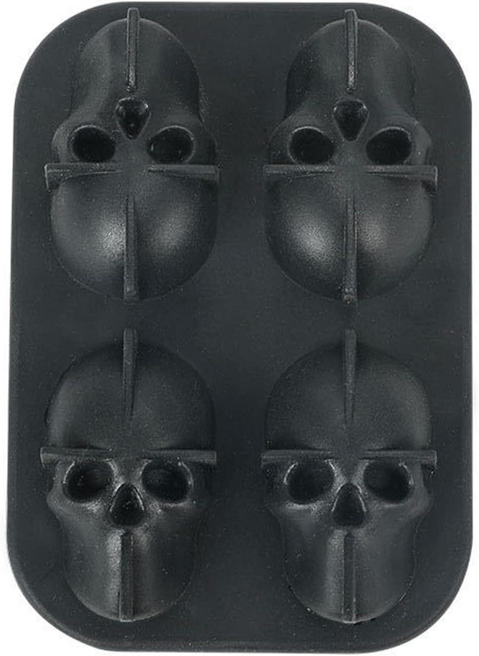 Форма для льоду силіконова Череп 4 комірки Чорний (Е051589)