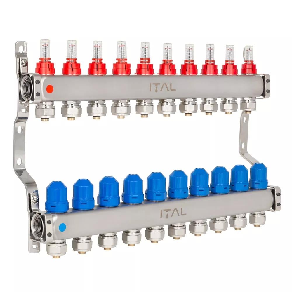 Колектор для теплої підлоги ITAL HC1-10 10 контурів з витратомірами 1"/3/4" (215347)