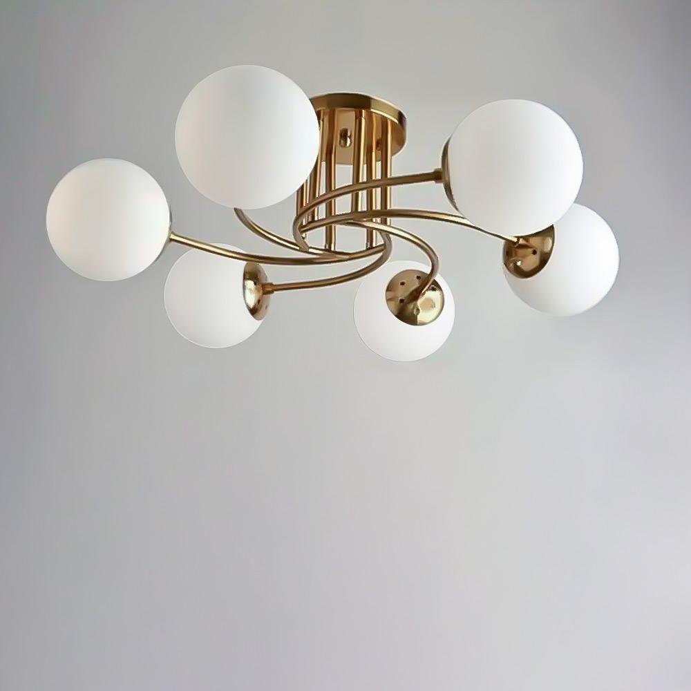 Люстра молекула стельова Light House SH-20340/6A E27х6 плафони білі 630х630х220 мм Мідь