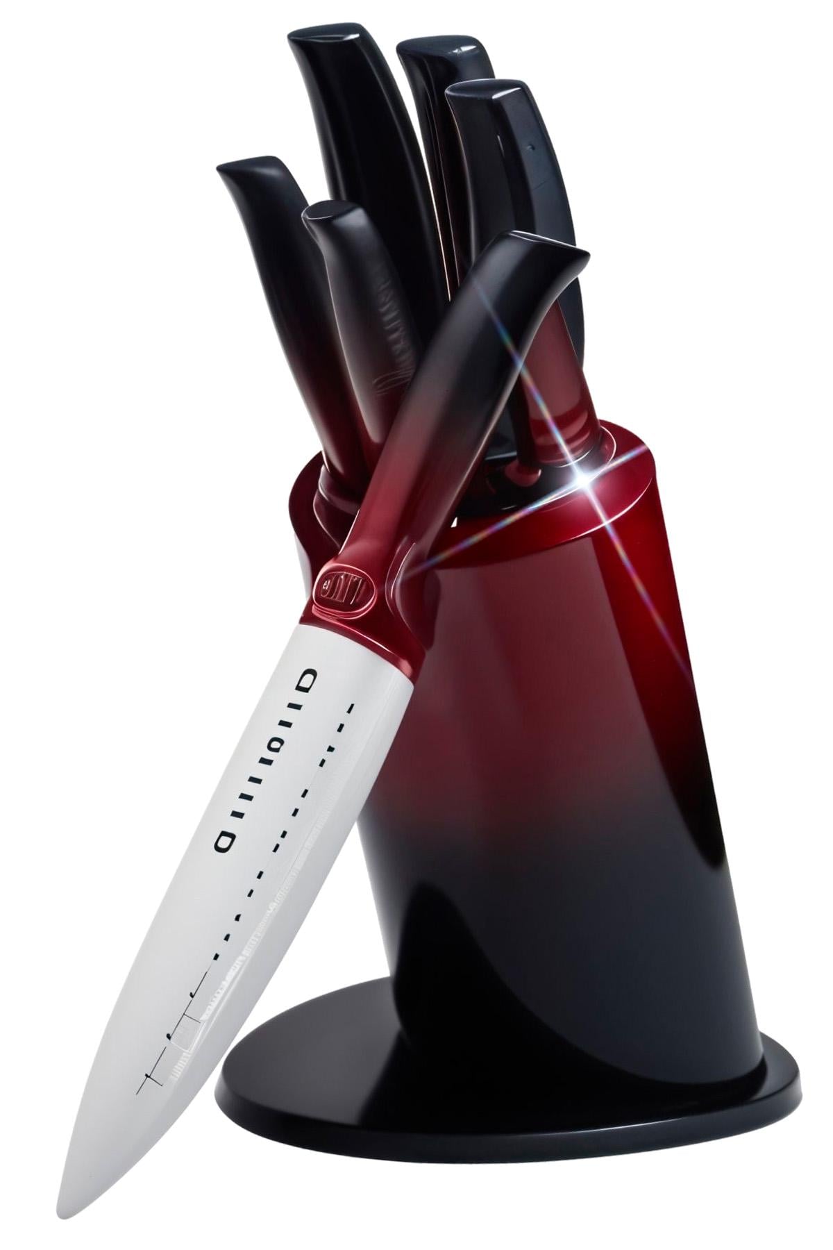 Набор кухонных ножей BRS с подставкой из нержавеющей стали 6 шт. Red/Black (564115572)