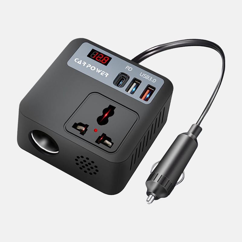 Преобразователь напряжения в авто Car Power 12-220V розетка-инвертор с USB и Type-C Преобразователь напряжения в авто Car Power 12-220V розетка-инвертор с USB и Type-C