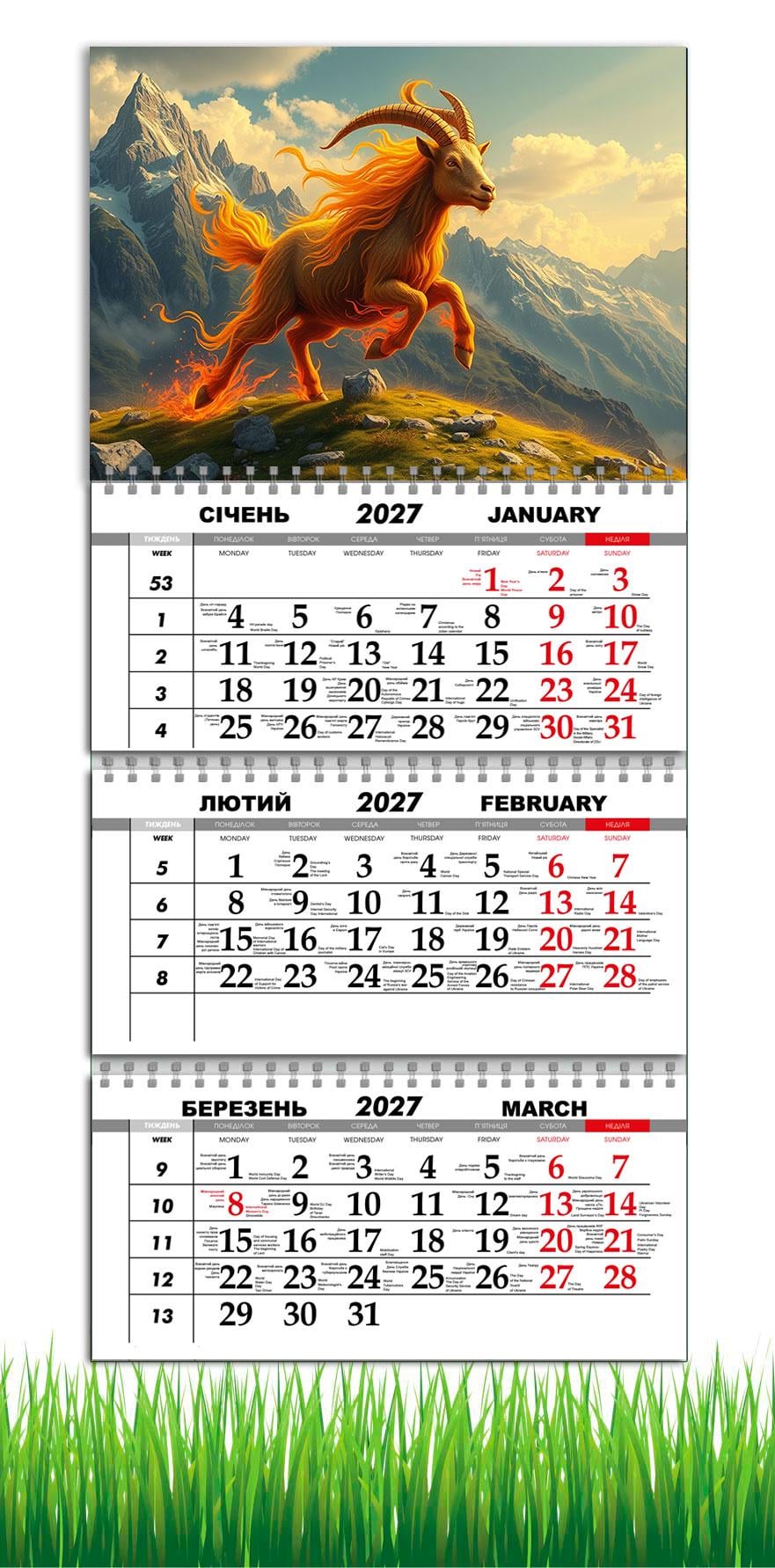 Календарь настенный квартальный на 2027 год APRIORI символ года Коза 30х61 см (36489906) Календарь настенный квартальный на 2027 год APRIORI символ года Коза 30х61 см (36489906)