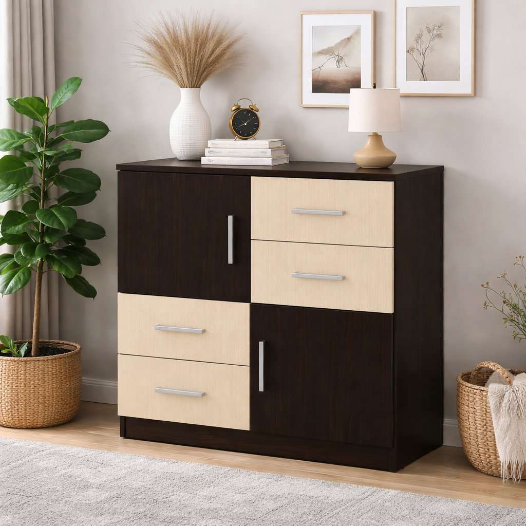 Комод комбинированный R7 V-Star на 4 выдвижные ящики и 2 двери ЛДСП 850х836х448 мм Венге комби (33675553)